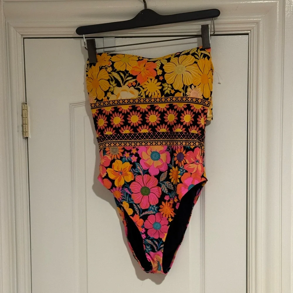 NWT Sunshine 79 Flower Power Bandeau One‎ Piece Bathing Suit Size 12